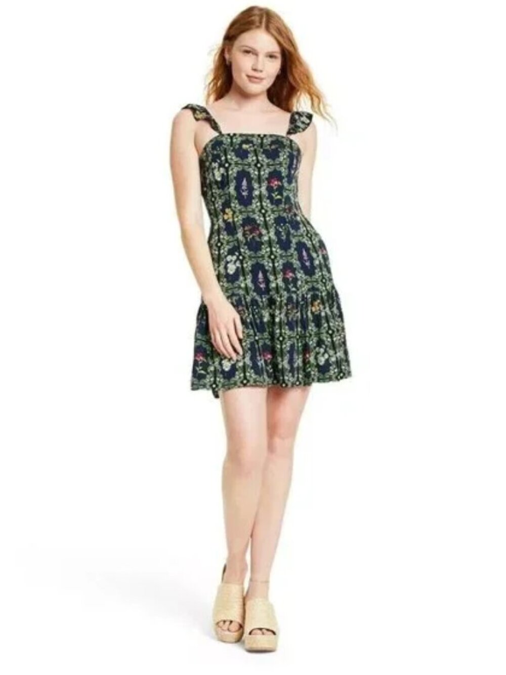 Agua Bendita x Target Floral Tile Print Flutter Sleeve Mini Dres